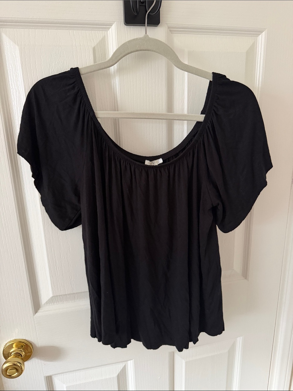 bp Black Scoop-Neck Flutter Sleeve Top